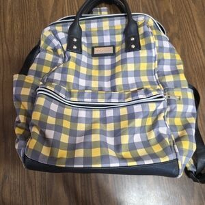 Coco + Carmen Yellow and Gray Checkered Backpack